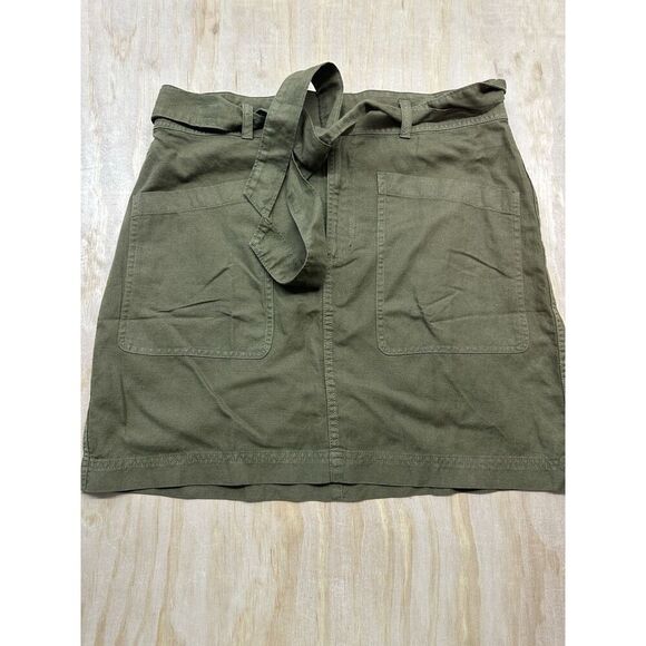 Faherty Women’s Arlie Tie Waisted Skirt Green Linen Blend Size 12 Mini - Picture 1 of 5